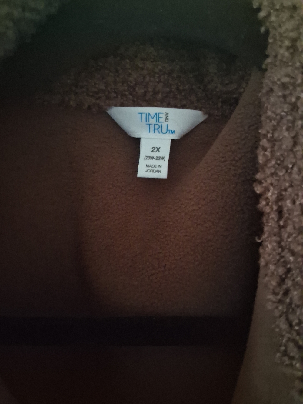 Time and Tru Brown Sherpa Fleece Coat 2X - Picture 5 of 7